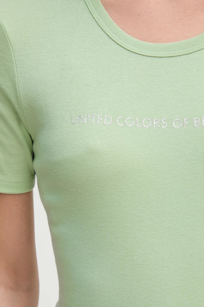 United Colors of Benetton t-shirt bawełniany 3GA2E16A2 zielony