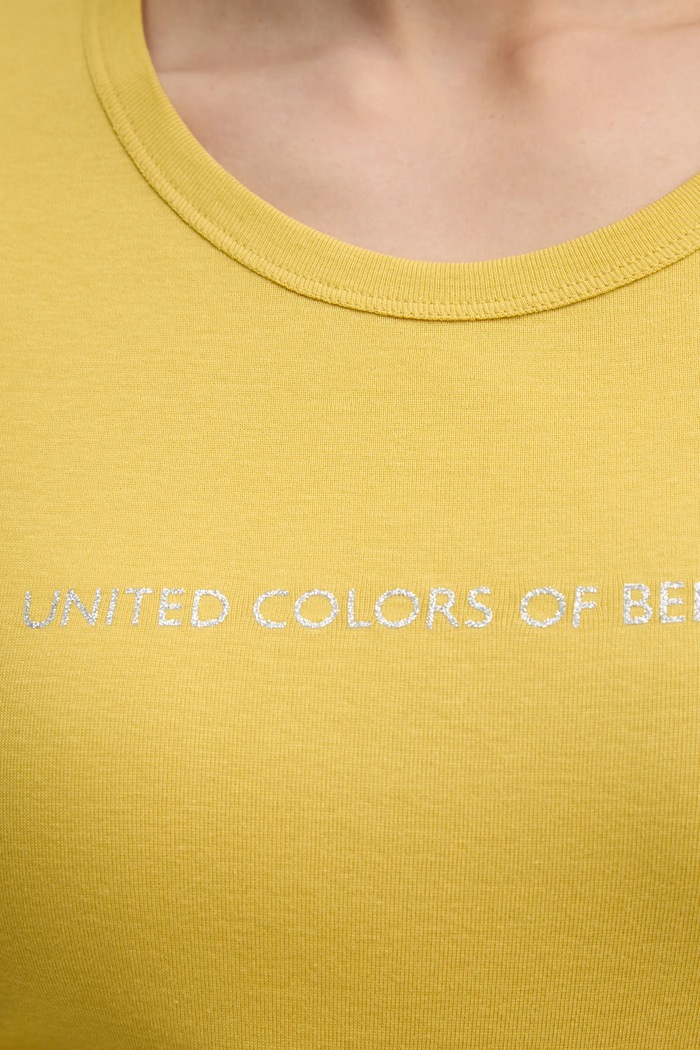 United Colors of Benetton t-shirt bawełniany 3GA2E16A2 żółty