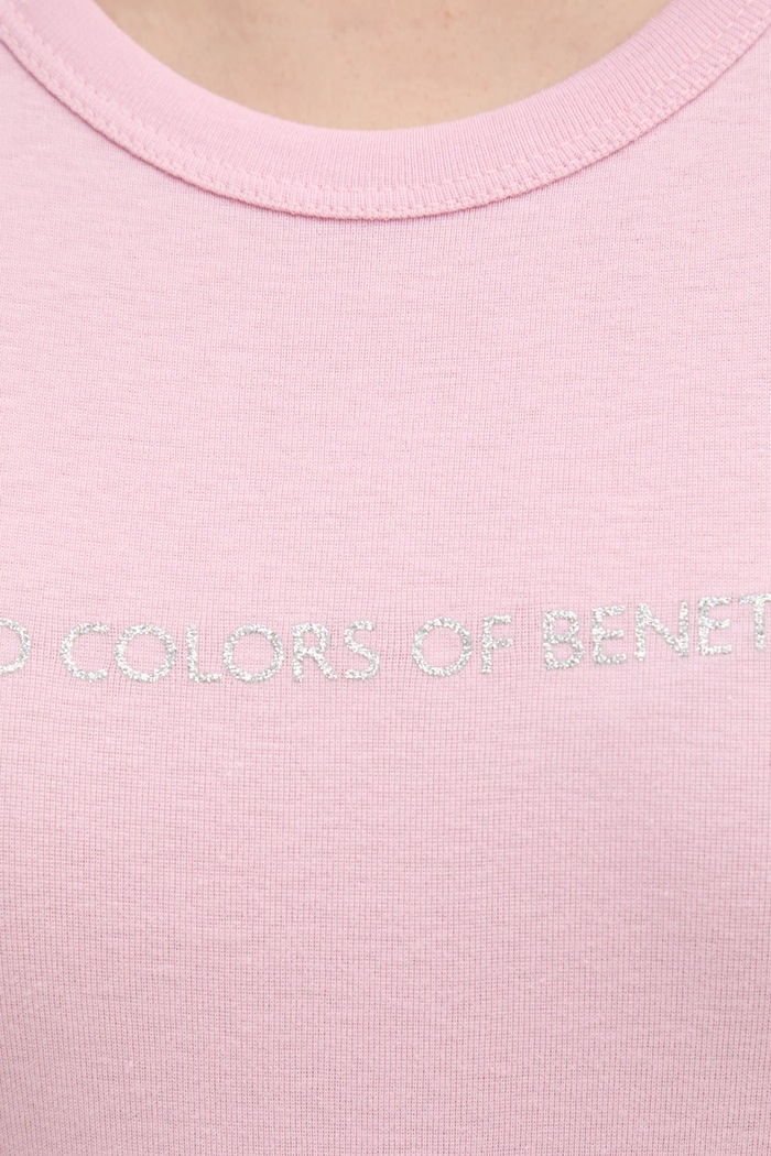 United Colors of Benetton t-shirt bawełniany 3GA2E16A2 różowy