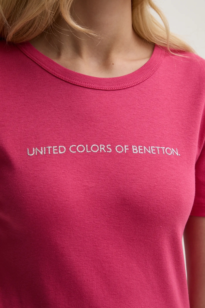 Памучна тениска United Colors of Benetton 3GA2E16A2 розов