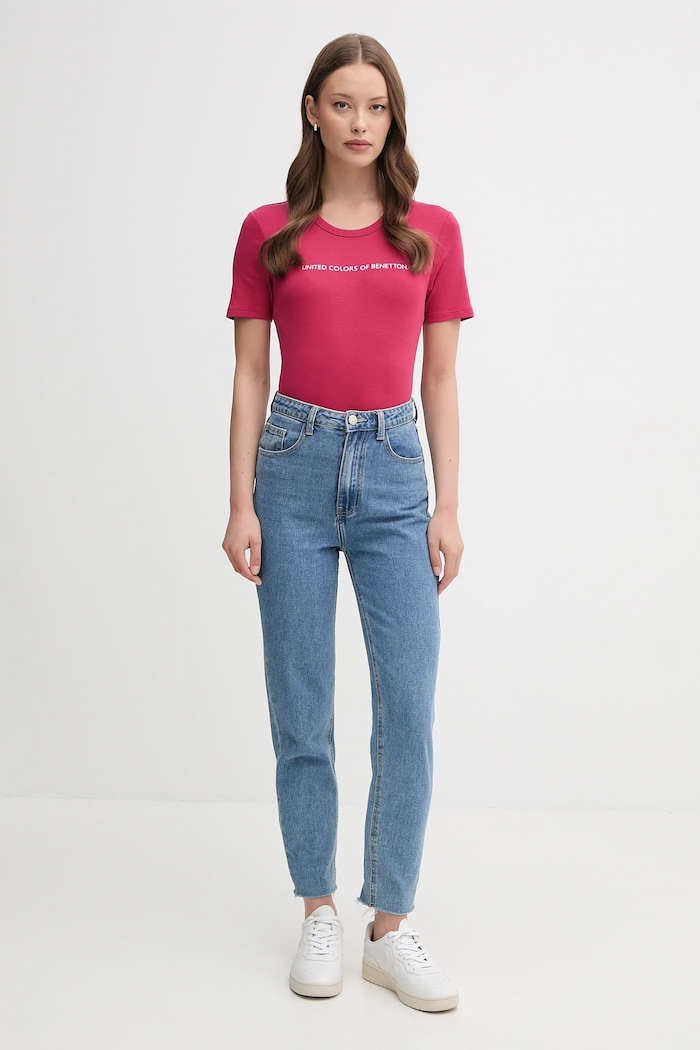 United Colors of Benetton t-shirt bawełniany 3GA2E16A2 różowy AW25