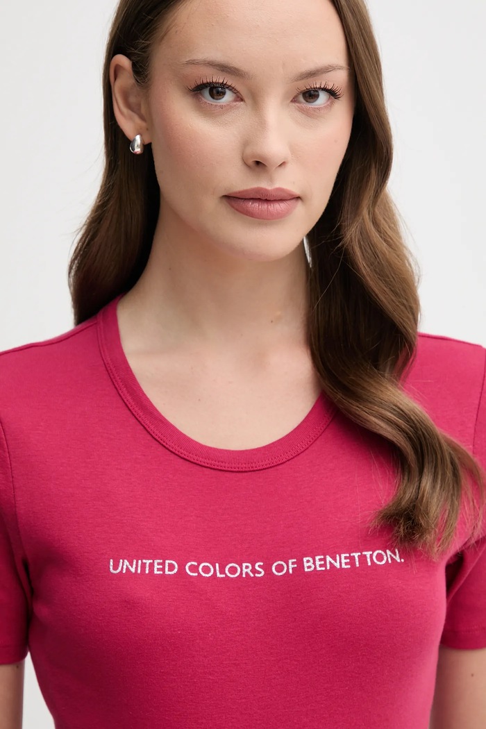 United Colors of Benetton t-shirt bawełniany różowy 3GA2E16A2