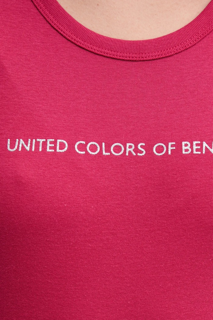 United Colors of Benetton t-shirt bawełniany 3GA2E16A2 różowy