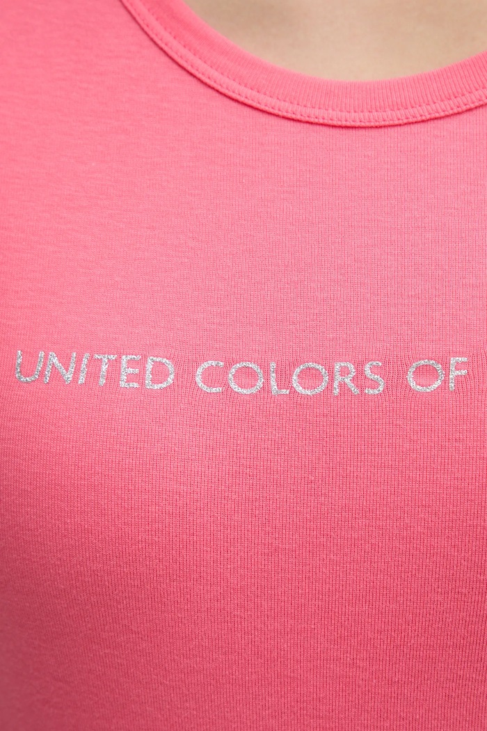 United Colors of Benetton t-shirt bawełniany 3GA2E16A2 różowy