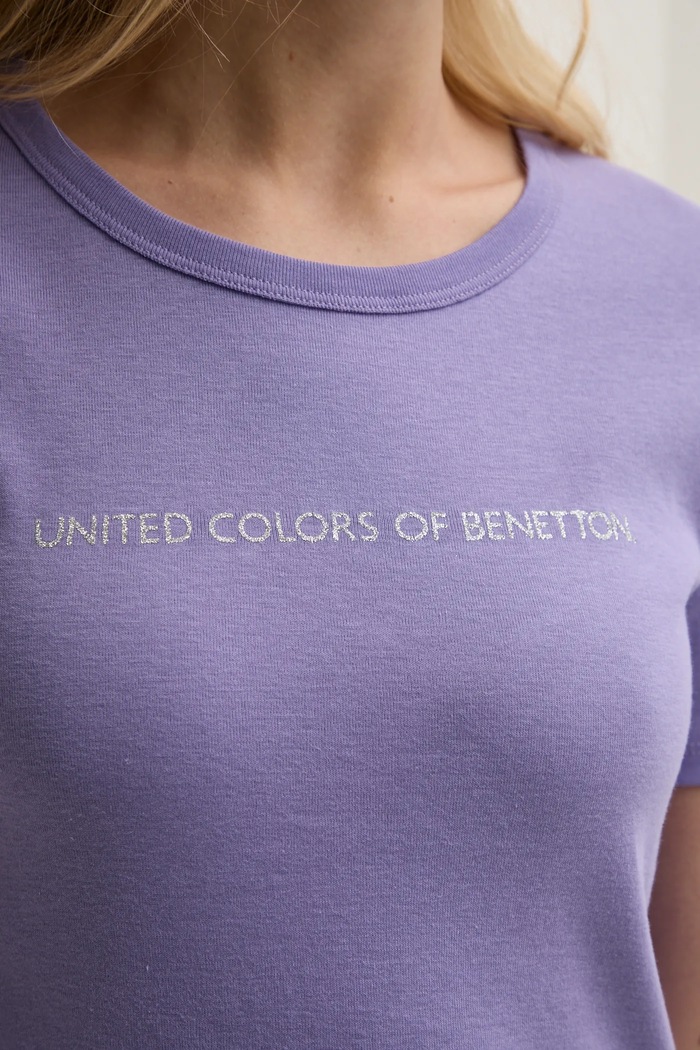 Памучна тениска United Colors of Benetton 3GA2E16A2 виолетов