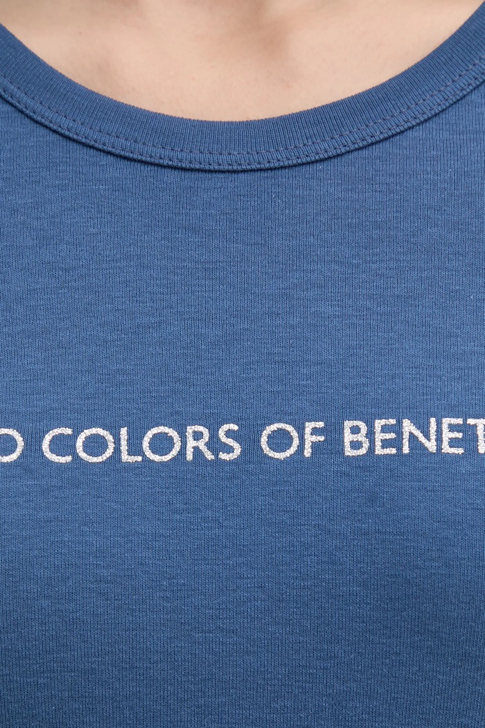 Памучна тениска United Colors of Benetton тъмносин 3GA2E16A2