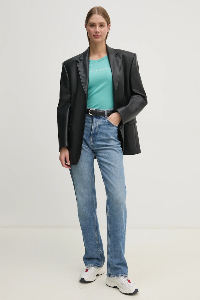 Bavlněné tričko United Colors of Benetton 3GA2E16A2 tyrkysová AW25