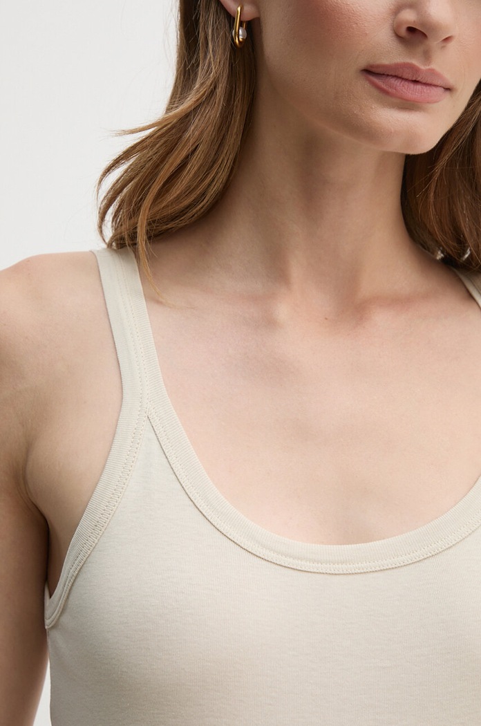 United Colors of Benetton top bawełniany 3GA2E8397 beżowy