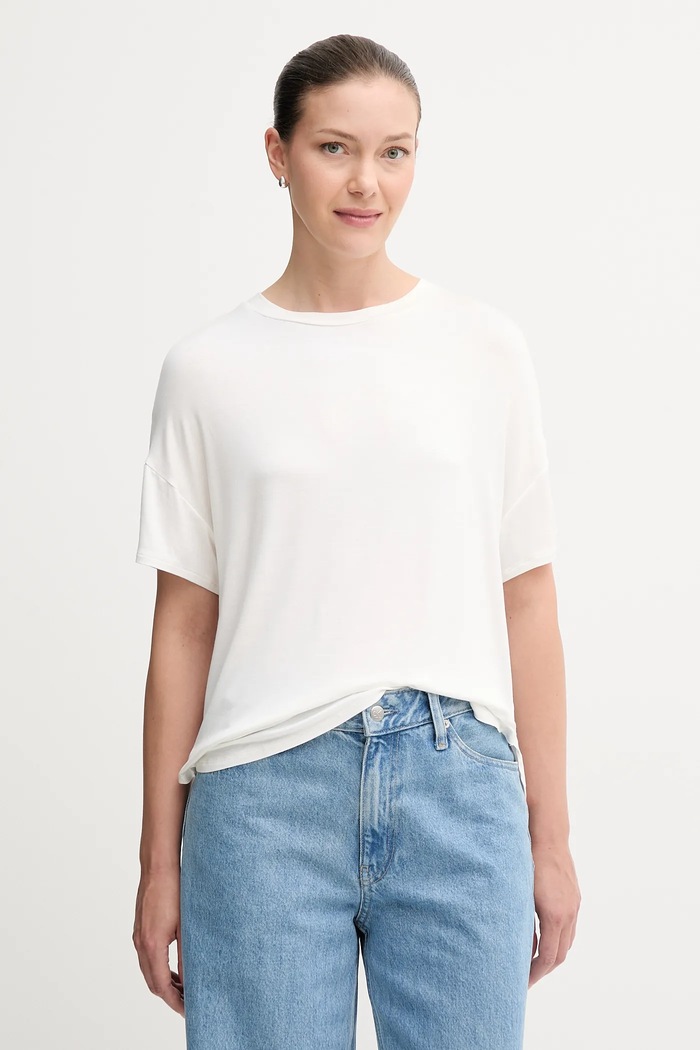 United Colors of Benetton t-shirt z elastanem beżowy 3Z12D101X