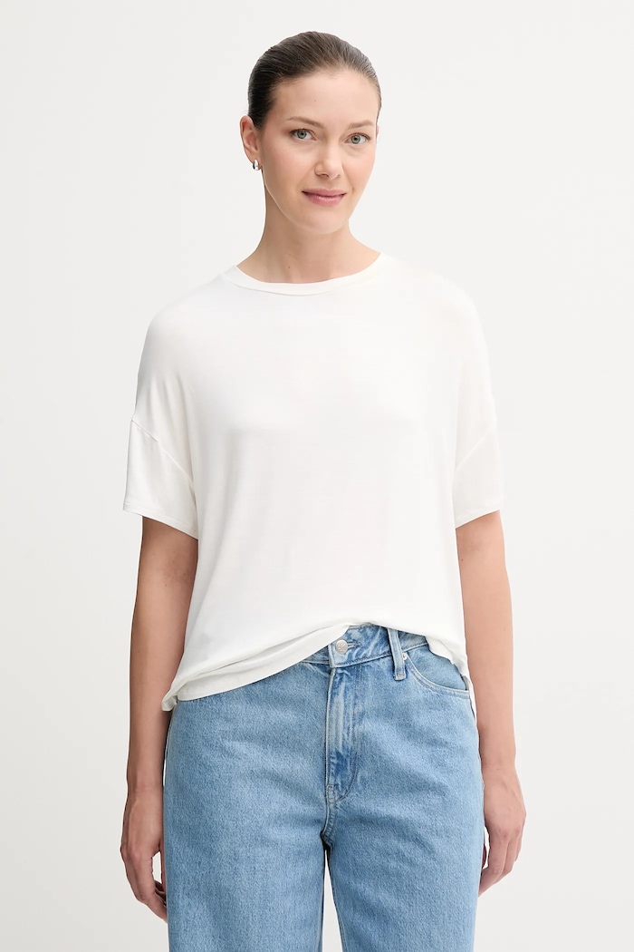 United Colors of Benetton t-shirt z elastanem beżowy 3Z12D101X