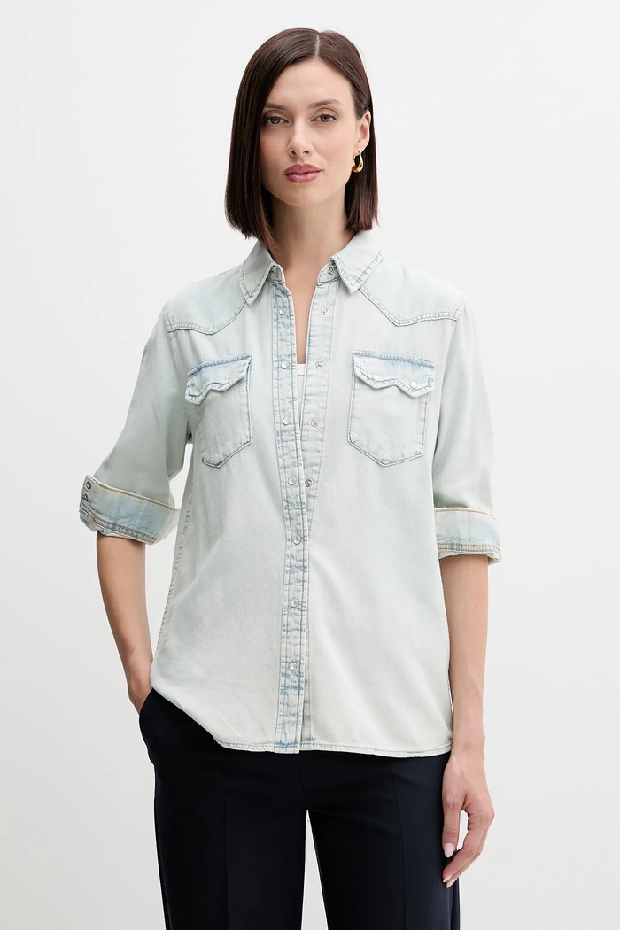 United Colors of Benetton srajca ženska denim modra 5RZKDQ06T