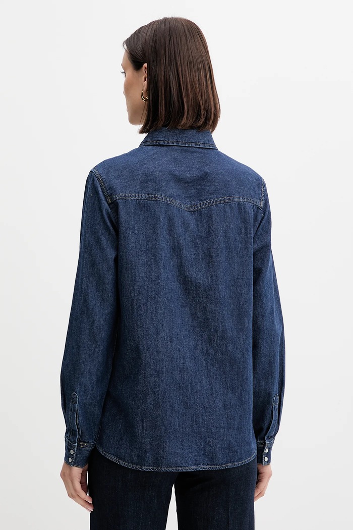 Oblačila United Colors of Benetton srajca ženska denim 5RZKDQ06T modra