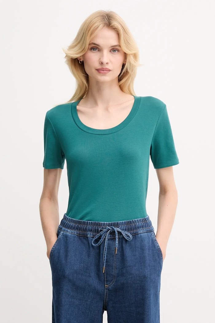 United Colors of Benetton t-shirt bawełniany turkusowy 3GA2D1066