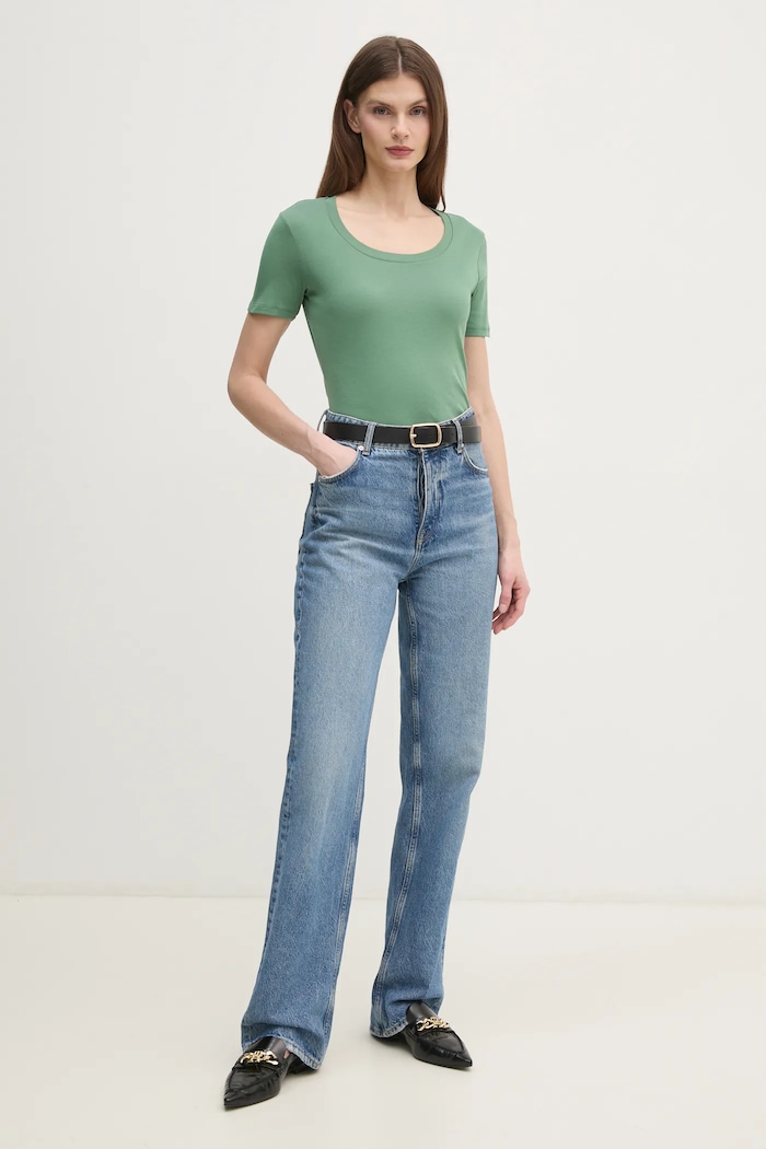 Bavlněné tričko United Colors of Benetton 3GA2D1066 zelená AW25