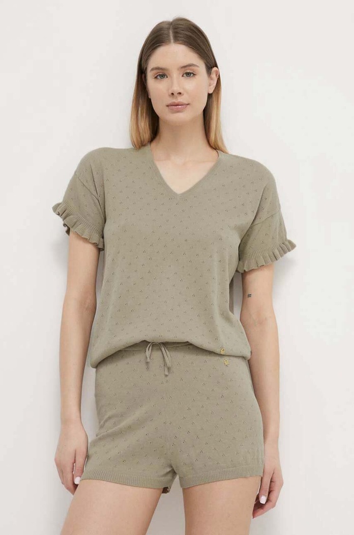 Μπλουζάκι lounge United Colors of Benetton 10C13M01O πράσινο SS24