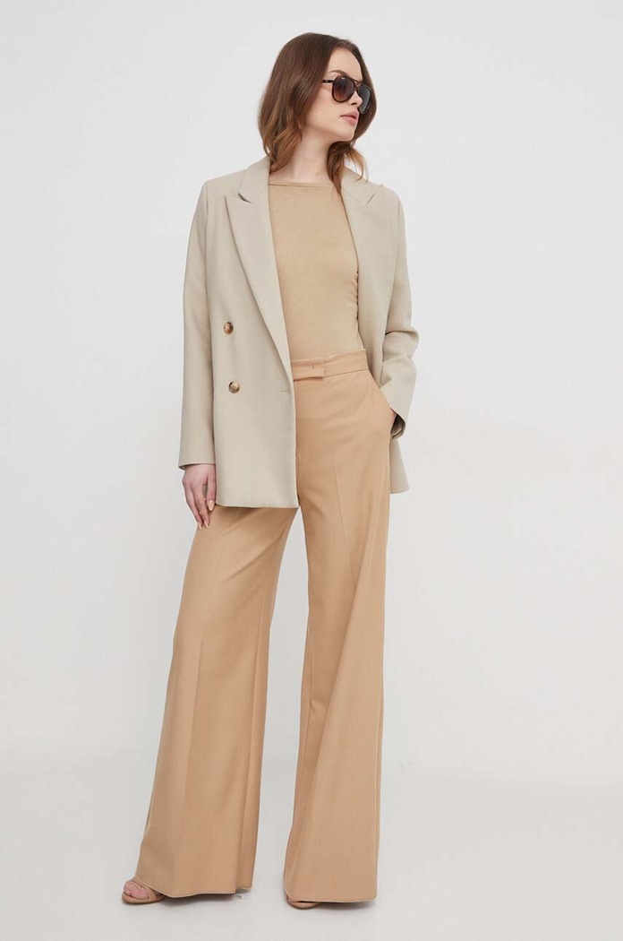 Tričko s dlhým rukávom Sisley 3QU4L12EE béžová AW25