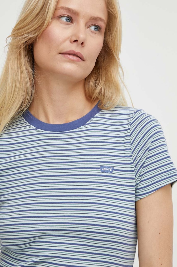Bavlněné tričko Levi's regular námořnická modř 37697