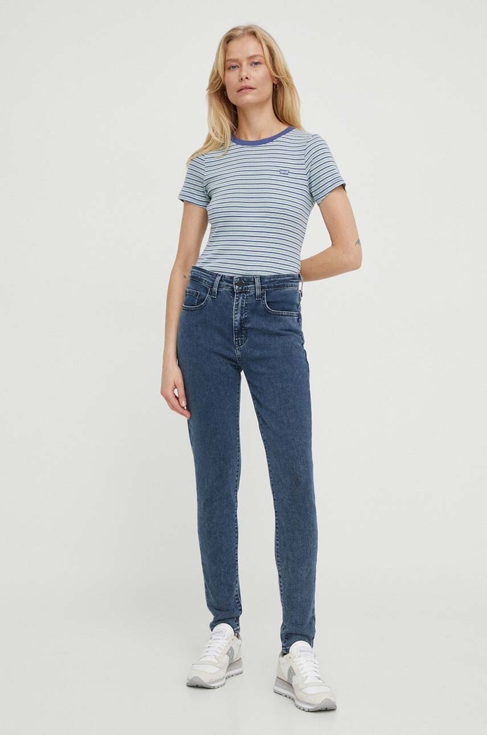 Bavlněné tričko Levi's 37697 námořnická modř SS24