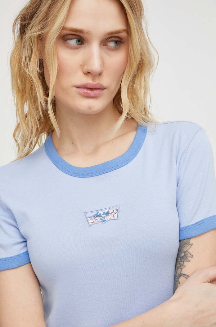 Bavlněné tričko Levi's modrá A3523