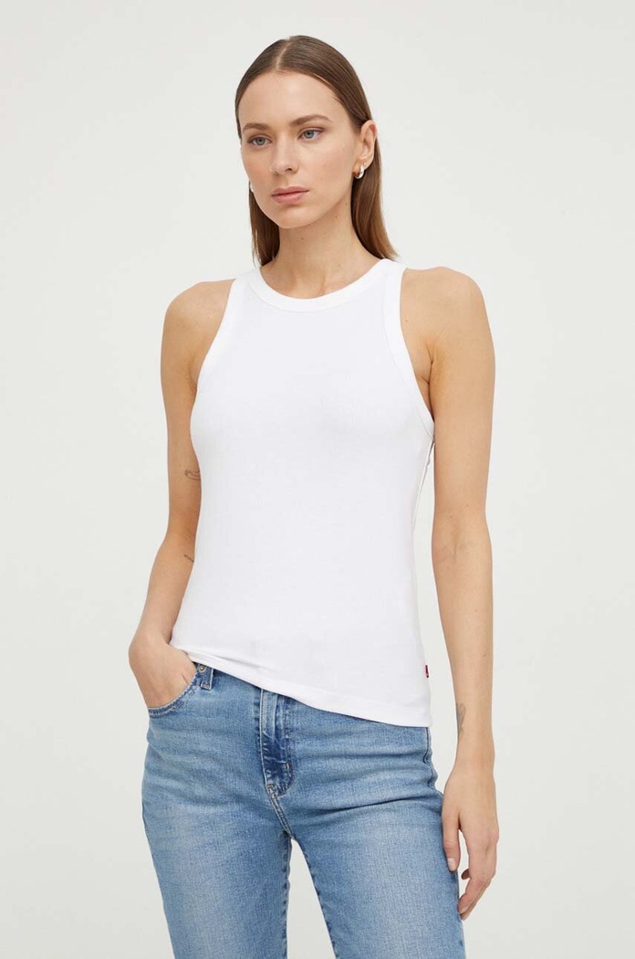 Top Levi's jednofarebný biela A7326