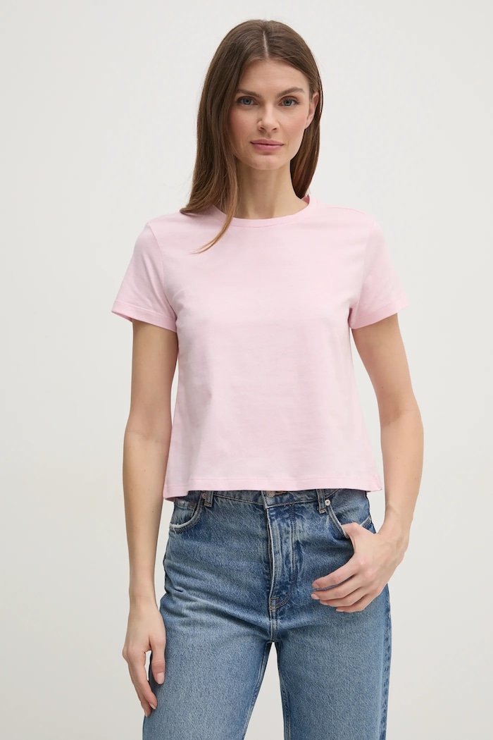 Sisley t-shirt bawełniany różowy 3I1XL101S