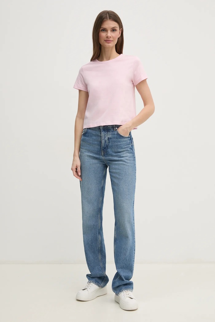 Sisley t-shirt bawełniany 3I1XL101S różowy SS26
