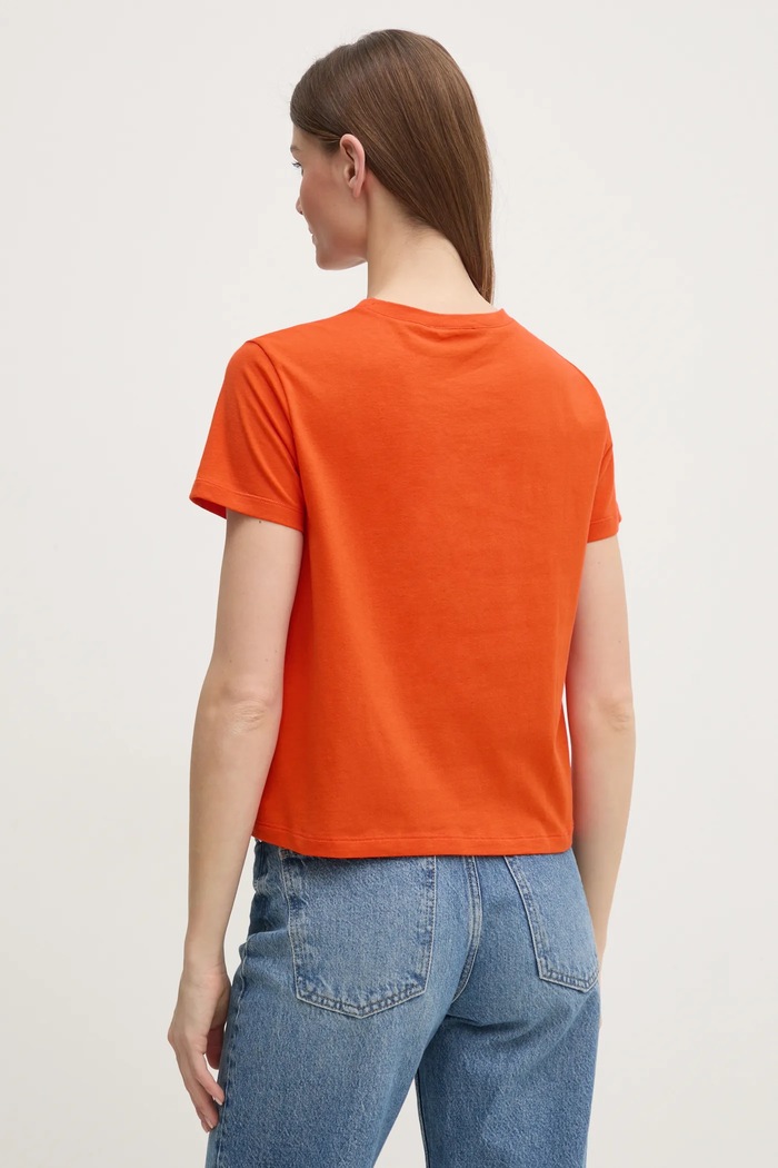 Îmbrăcăminte Sisley tricou din bumbac 3I1XL101S portocaliu