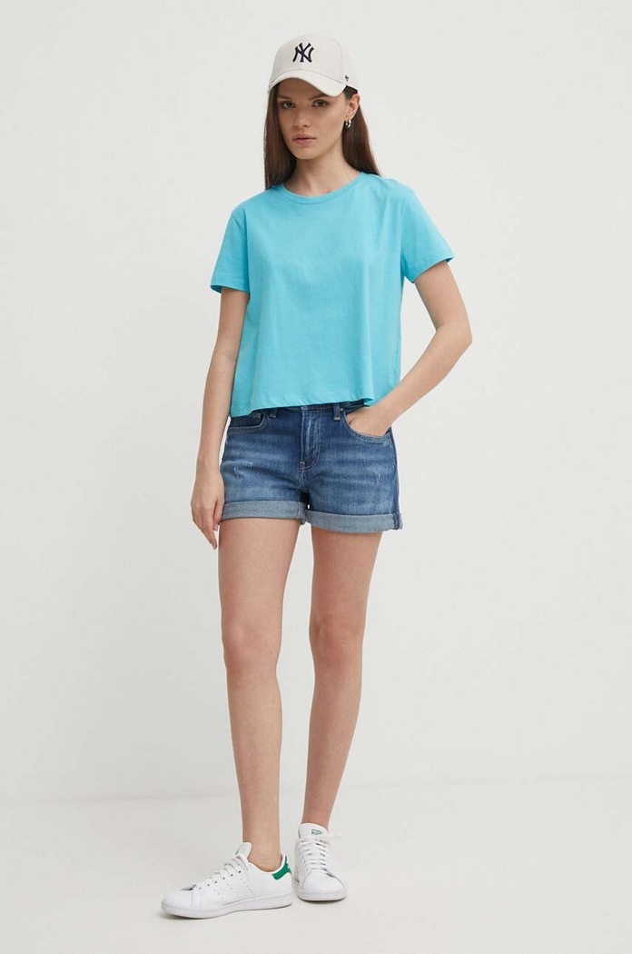 Sisley t-shirt bawełniany 3I1XL101S niebieski SS26
