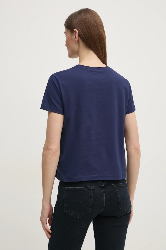 Îmbrăcăminte Sisley tricou din bumbac 3I1XL101S bleumarin