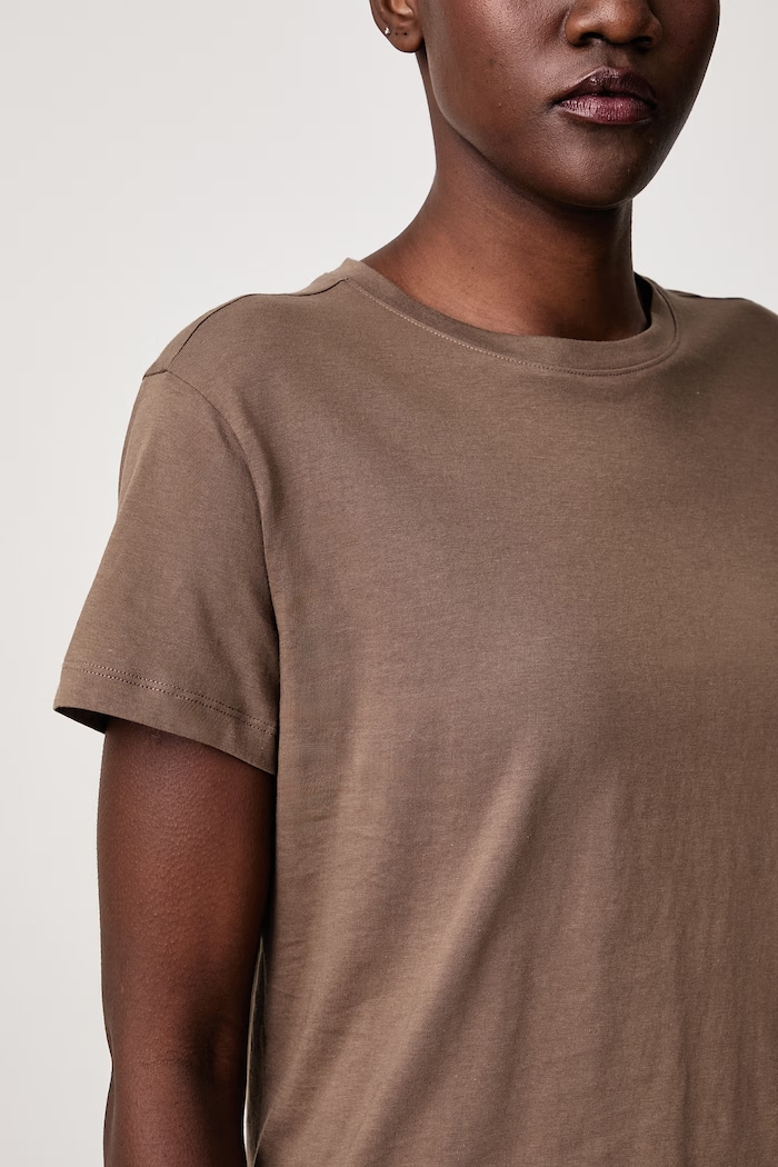 Μπλουζάκι basic γυναικείο βαμβακερό Sisley 3I1XL101S καφέ