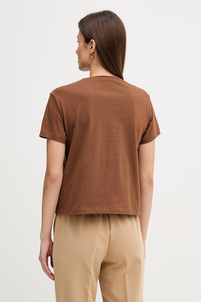 Ρούχα Βαμβακερό μπλουζάκι Sisley 3I1XL101S καφέ