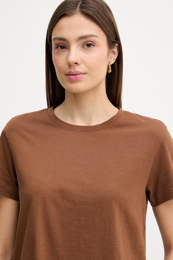 Βαμβακερό μπλουζάκι Sisley καφέ 3I1XL101S