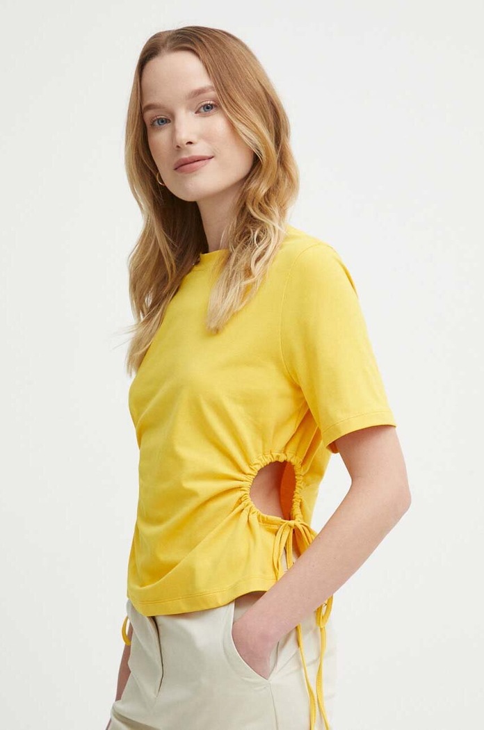 Sisley t-shirt z elastanem żółty 3X23L105M