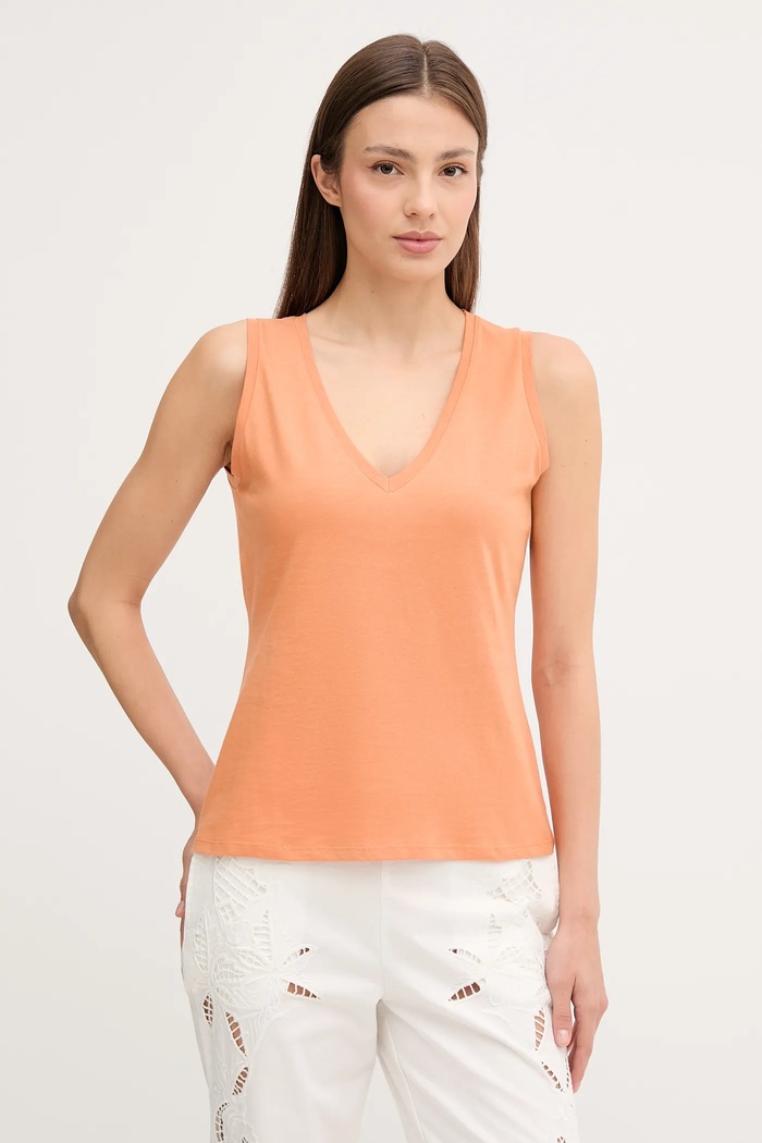 Sisley top din bumbac portocaliu 3I1XLH00S