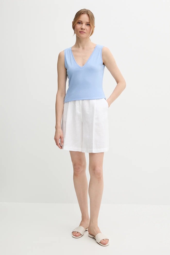 Sisley Top din bumbac 3I1XLH00S albastru SS25