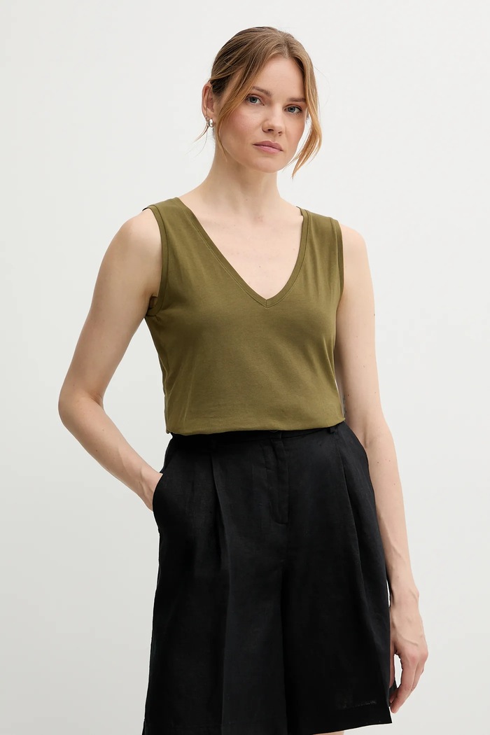 Sisley Top din bumbac verde 3I1XLH00S