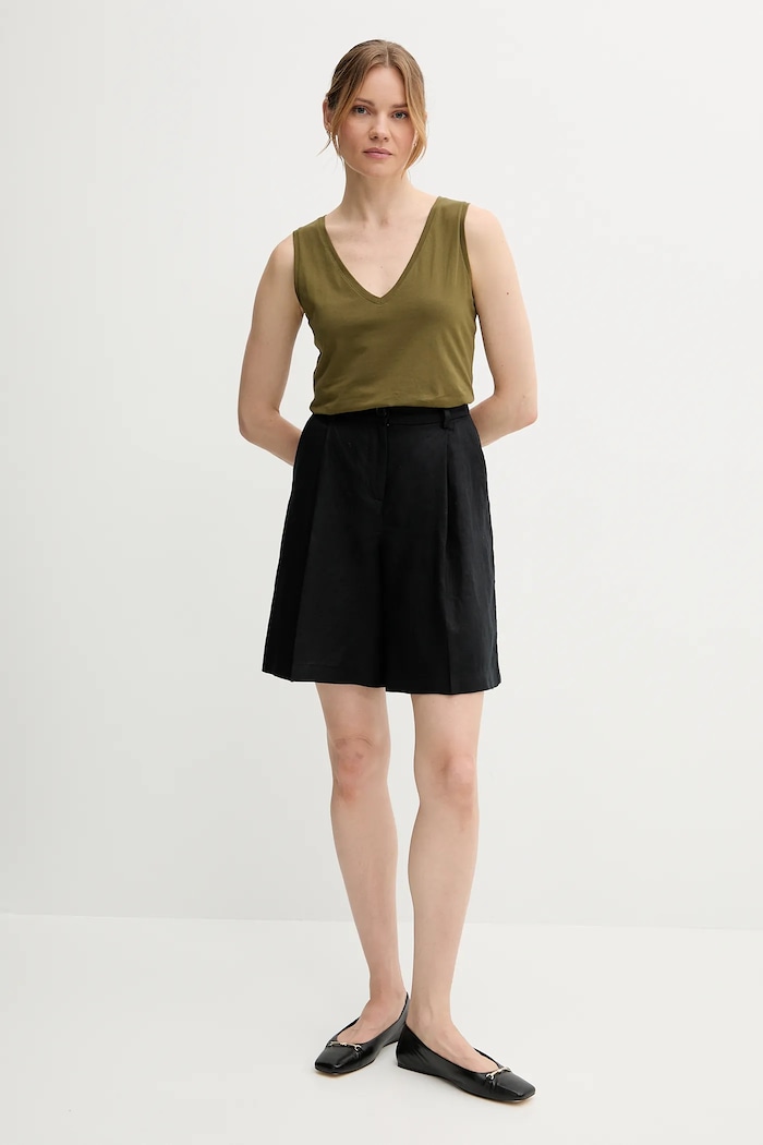 Sisley Top din bumbac 3I1XLH00S verde SS25