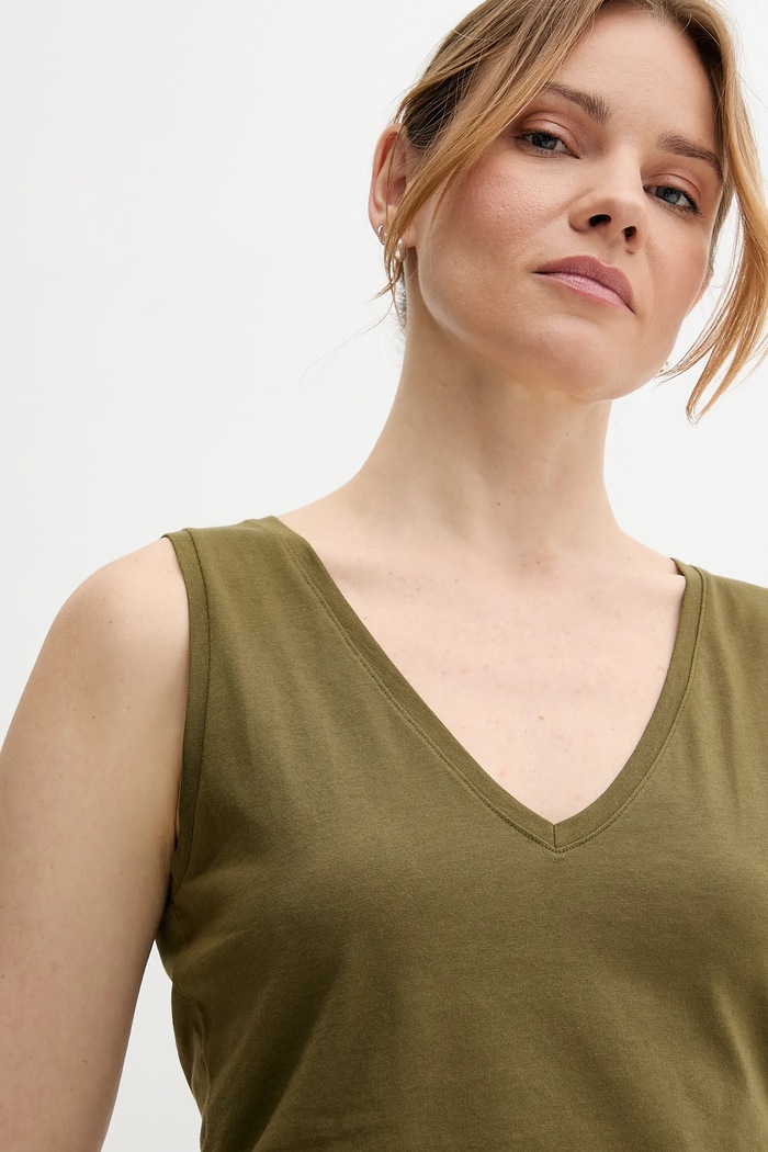 Top din bumbac Sisley 3I1XLH00S verde