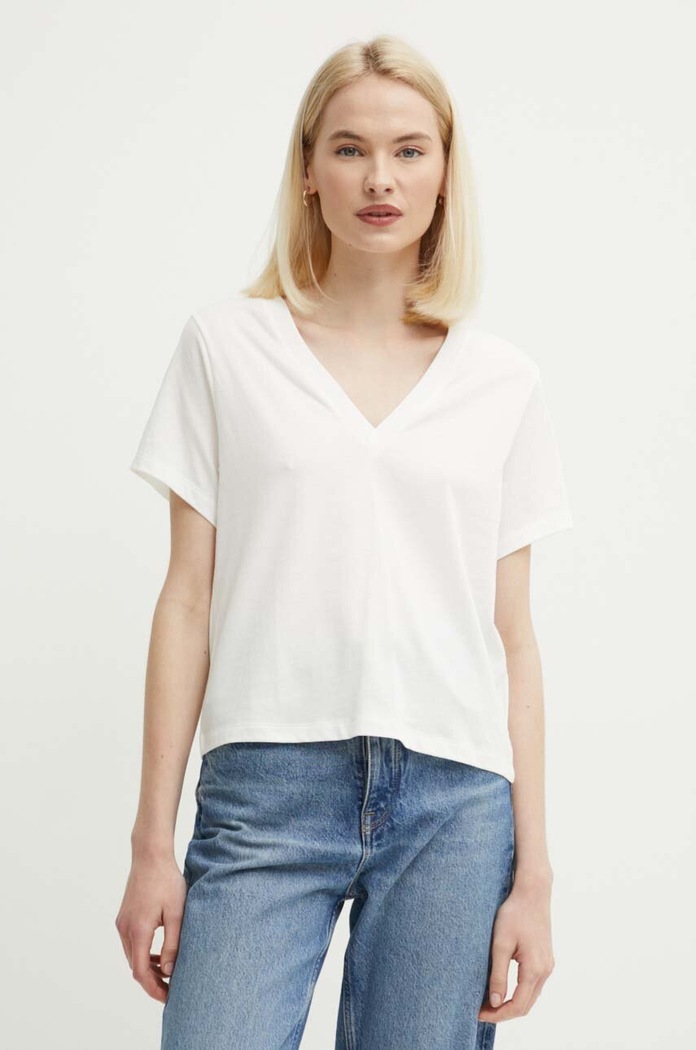 Sisley t-shirt bawełniany beżowy 3I1XL400L