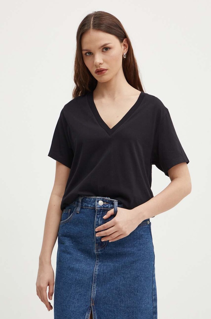 Sisley t-shirt bawełniany bawełna czarny 3I1XL400L