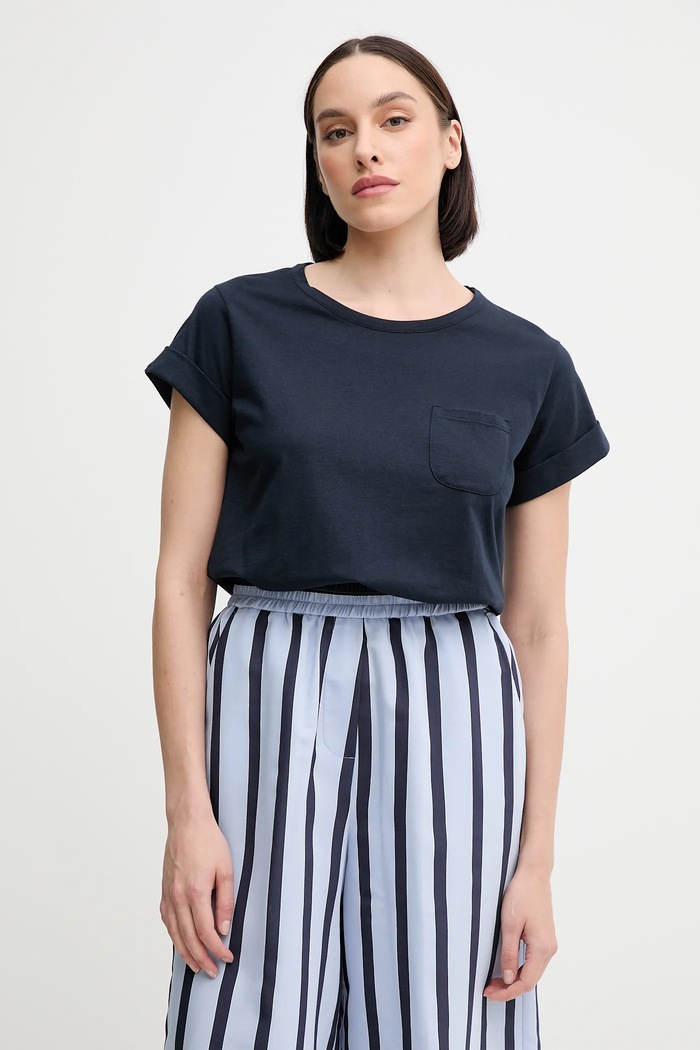 Sisley Tricou din bumbac bleumarin 3I1XL1058