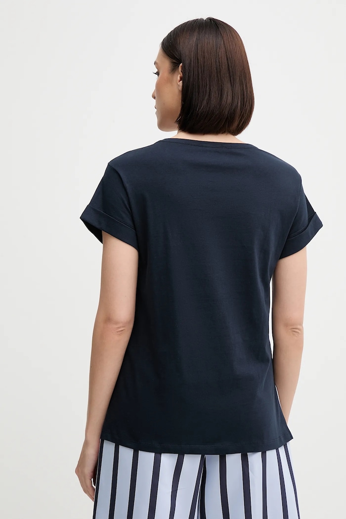 Îmbrăcăminte Sisley Tricou din bumbac 3I1XL1058 bleumarin