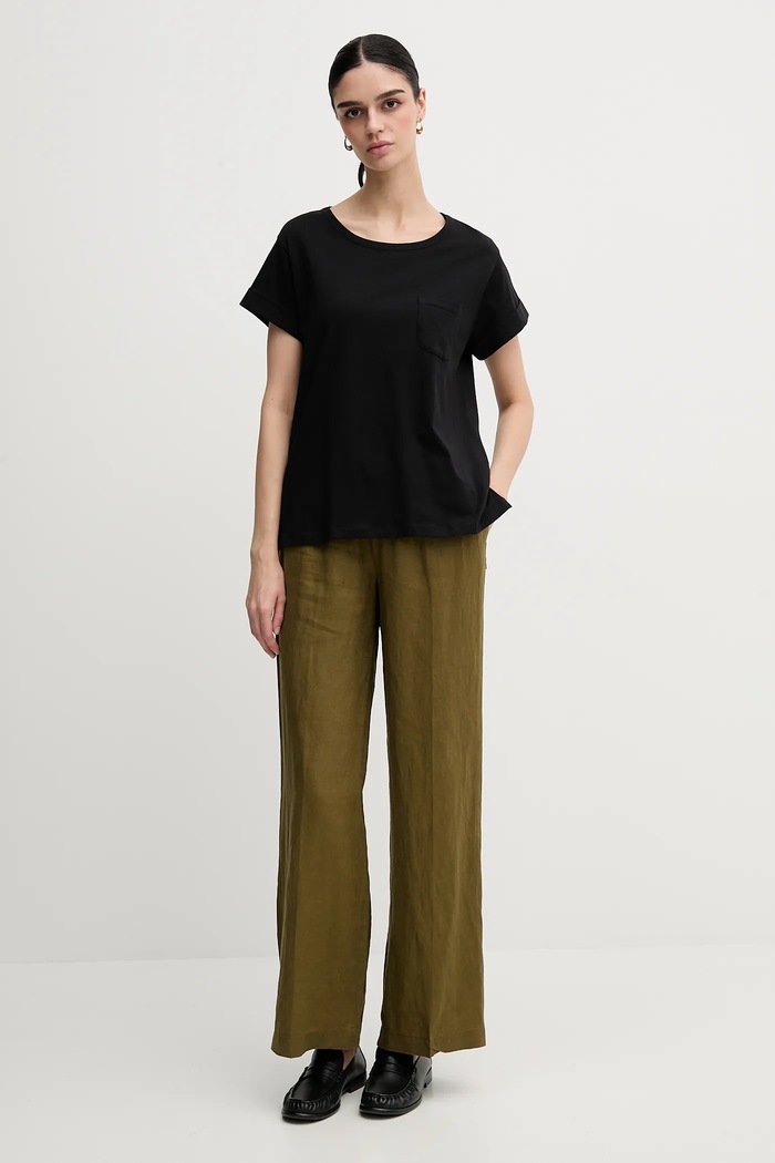 Bavlněné tričko Sisley 3I1XL1058 černá SS25