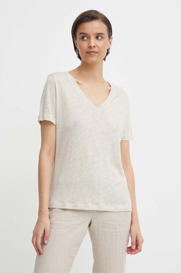 Plátěné tričko Calvin Klein hladký béžová K20K207261