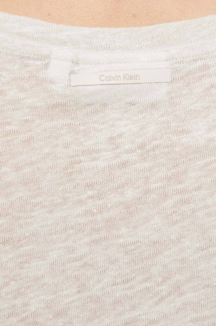 Plátěné tričko Calvin Klein K20K207261 béžová