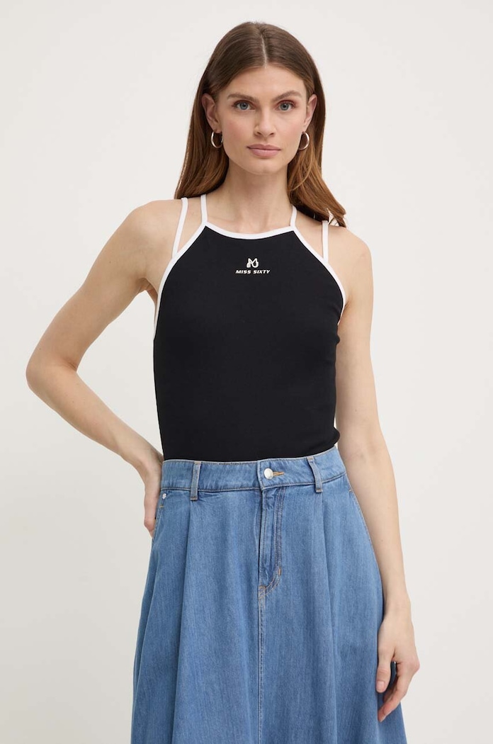 Miss Sixty top SJ3620 KNITTED CAMISOLE regular czarny 6L2SJ3620000