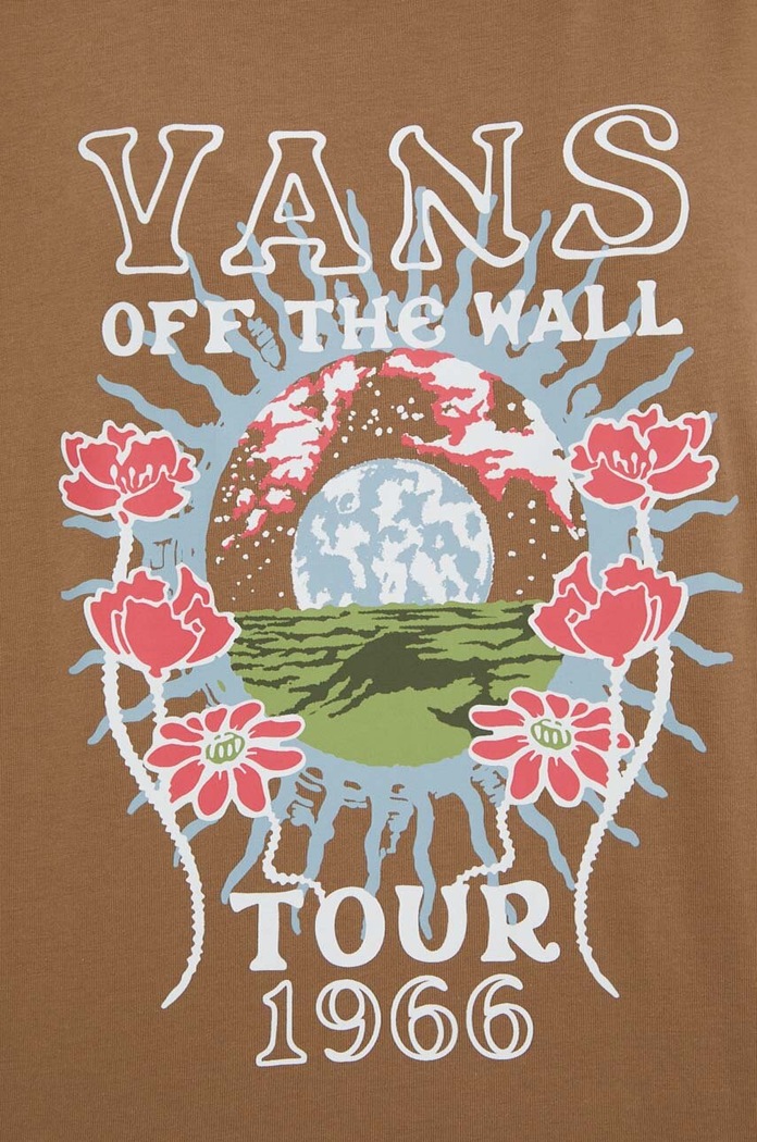 Βαμβακερό μπλουζάκι Vans καφέ VN000GCSYJ21