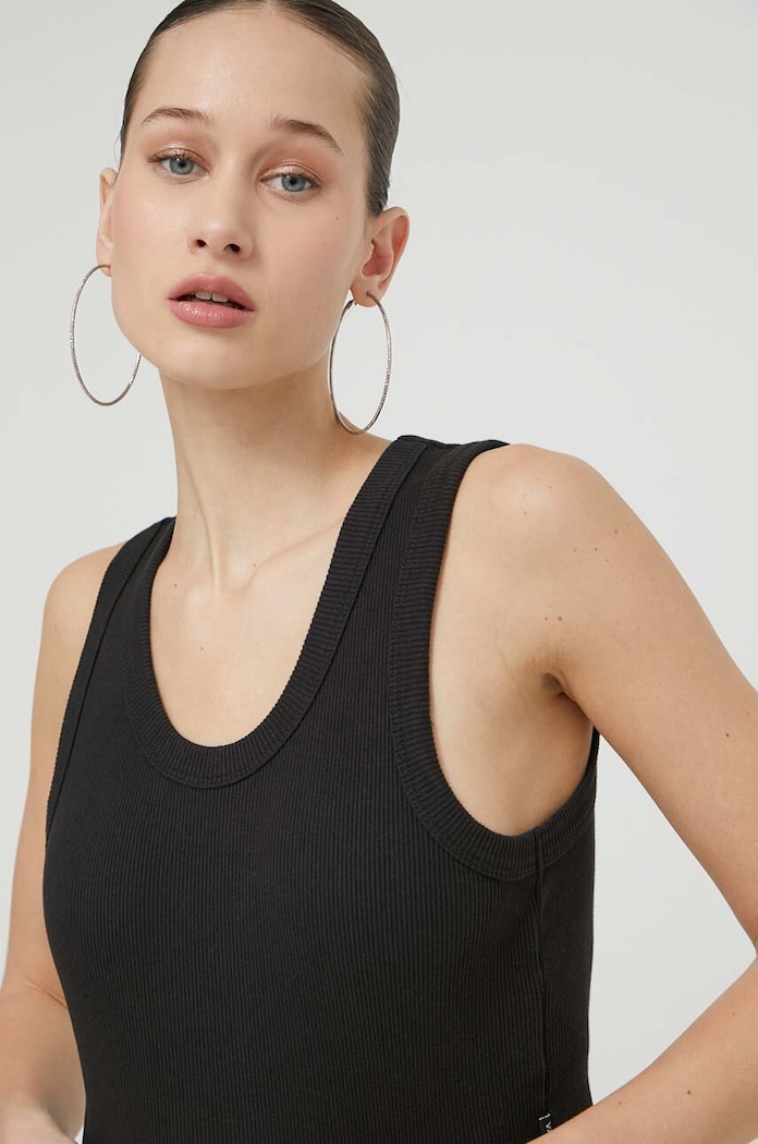Top din bumbac Vans VN000G3JBLK1 negru
