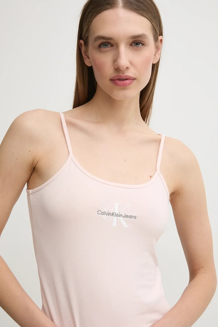 Top Calvin Klein Jeans με ελαστάν ροζ J20J223105
