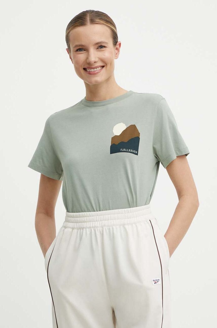Fjallraven t-shirt bawełniany Nature T-shirt nadruk zielony F84787.516